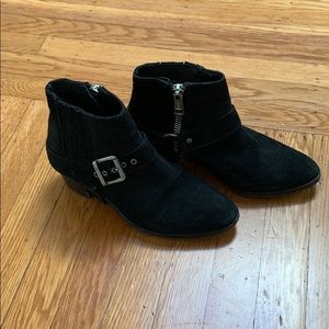 All Saints suede black buckle booties EUC
